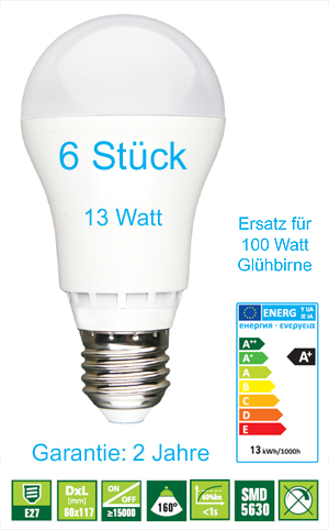 LED Birnen Multipack (6 Stk), 13W, E27